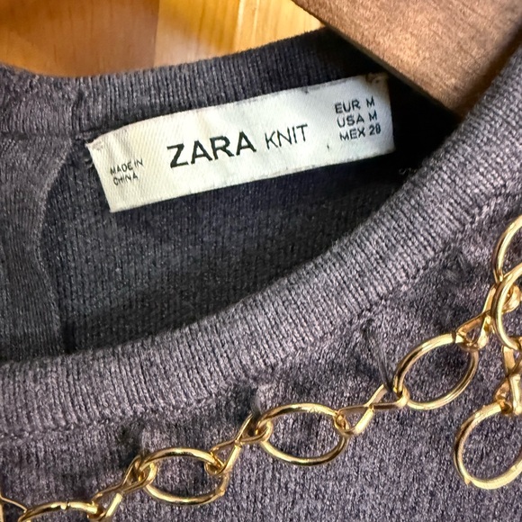 Zara Charcoal Top with Chain Accent - Picture 9 of 9